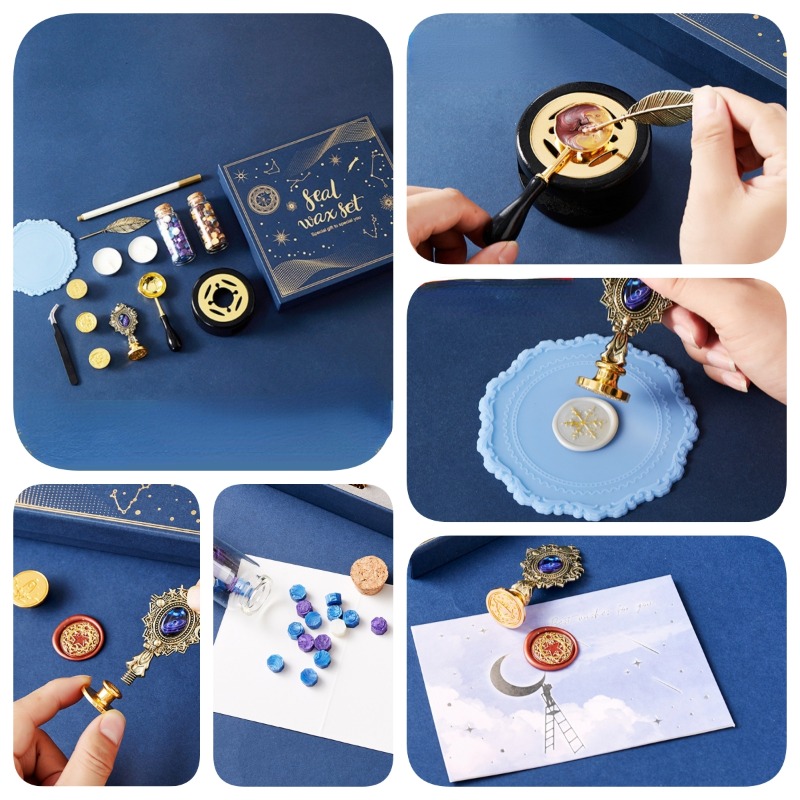スターリーファイアラッカースタンプセット、封筒シール、ワック - Wax Seal Stamp Set のレビューと価格