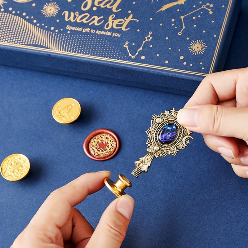 スターリーファイアラッカースタンプセット、封筒シール、ワック - Wax Seal Stamp Set のレビューと価格
